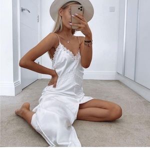 Zara White Lace Midi Dress